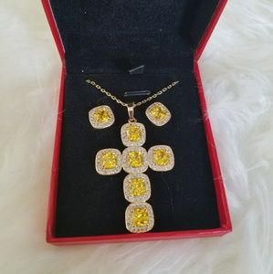 Stud earrings necklace pendant cubic zirconia